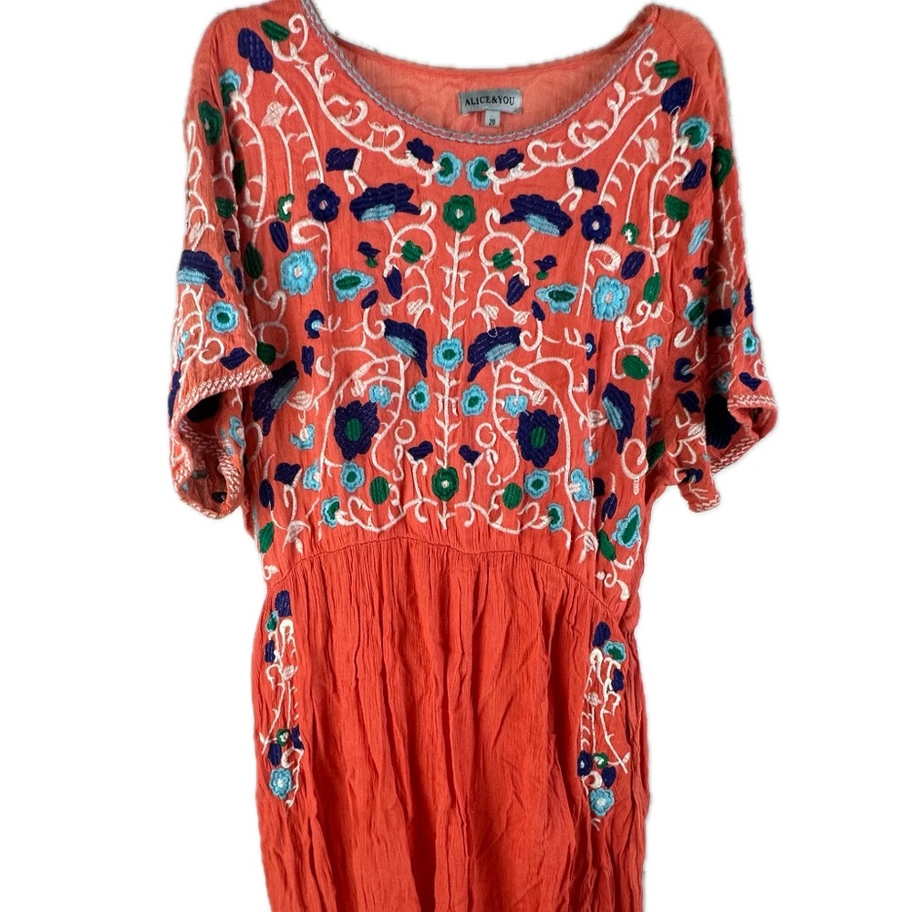 Asos Embroidered Orange Skater Dress